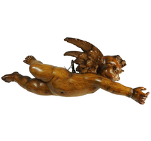 Load image into Gallery viewer, Antique European Hand Carved Wood Flying Cherub Putto Angel Architectural Salvage
