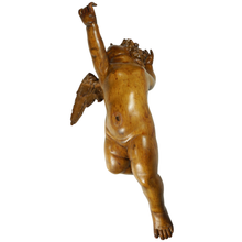 Load image into Gallery viewer, Antique European Hand Carved Wood Flying Cherub Putto Angel Architectural Salvage
