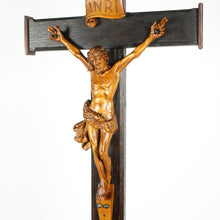 Load image into Gallery viewer, Antique Neo Gothic Carved Wood Corpus Christ Crucifix Altar Piece, Devil Feet
