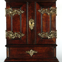 Load image into Gallery viewer, Antique Victorian Wood Cigar Cabinet, Table Top Display Presenter Box, Double Door, Drawer &amp; Hidden Match Striker
