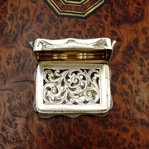 Antique Victorian Sterling Silver Vinaigrette, Nathaniel Mills, Birmingham 1858