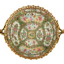 Load image into Gallery viewer, 19th Century Chinese Canton Porcelain Famille Rose Medallion Bowl French Gilt Bronze Mounts
