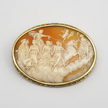 Load image into Gallery viewer, Antique French 18K Gold Carved Shell Cameo Brooch Pin, Apollo &amp; Aurora
