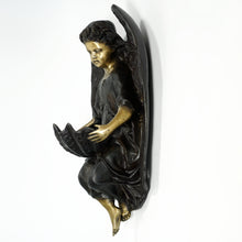 Load image into Gallery viewer, French Bronze Angel Wall Plaque Holy Water Font Stoup, Signed Dumaige 1838
