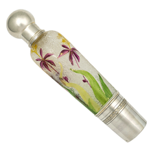Load image into Gallery viewer, Antique French Sterling Silver Pate de Verre Art Glass Opera Liquor Flask Bottle

