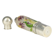 Load image into Gallery viewer, Antique French Sterling Silver Pate de Verre Art Glass Opera Liquor Flask Bottle
