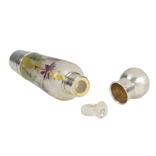 Load image into Gallery viewer, Antique French Sterling Silver Pate de Verre Art Glass Opera Liquor Flask Bottle

