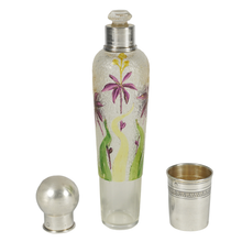 Load image into Gallery viewer, Antique French Sterling Silver Pate de Verre Art Glass Opera Liquor Flask Bottle
