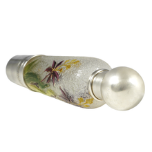 Load image into Gallery viewer, Antique French Sterling Silver Pate de Verre Art Glass Opera Liquor Flask Bottle
