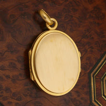 Load image into Gallery viewer, Antique French 18K Gold Locket Pendant, Seed Pearls &amp; Ruby Horseshoe
