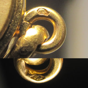 Antique French 18K Gold Locket Pendant, Seed Pearls & Ruby Horseshoe