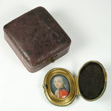 Load image into Gallery viewer, Antique French Miniature Portrait Painting Gentleman in Red Coat, Shagreen Case
