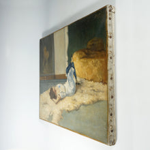 Load image into Gallery viewer, Antique Portrait Edwardian Lady in the Boudoir Oil on Canvas Painting
