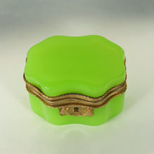 Load image into Gallery viewer, Antique French Green Opaline Glass Box Casket
