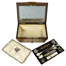 Load image into Gallery viewer, Antique French Palais Royal Mother of Pearl Sewing Box Etui Necessaire
