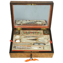 Load image into Gallery viewer, Antique French Palais Royal Mother of Pearl Sewing Box Etui Necessaire
