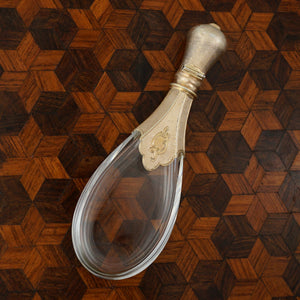 Antique French Perfume Bottle Silver & Crystal Gilt Vermeil Tear Drop Shape Laydown Scent Bottle