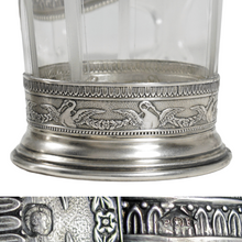 Load image into Gallery viewer, Antique French Sterling Silver &amp; Glass Liquor Service, Empire Swans Motifs | Decanter Set, Tray &amp; Tumbler Cup
