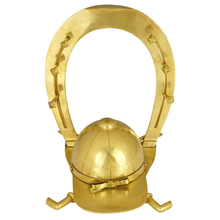 Load image into Gallery viewer, Antique English Brass Inkwell Desk Stand Jockey Cap Equestrian Horse Racing
