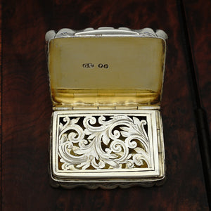 Antique Victorian Sterling Silver Vinaigrette Box George Unite Birmingham 1889