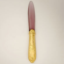 Load image into Gallery viewer, Antique French Letter Opener, Purple Glass, Ormolu Handle
