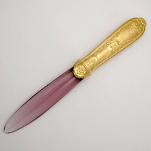 Load image into Gallery viewer, Antique French Letter Opener, Purple Glass, Ormolu Handle
