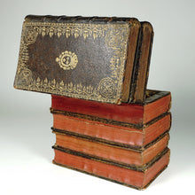 Load image into Gallery viewer, Antique French Trompe l’Oeil Books Liquor Caddy Tantalus Box, Decanter &amp; Shot Glasses Secret Hidden Mini Bar
