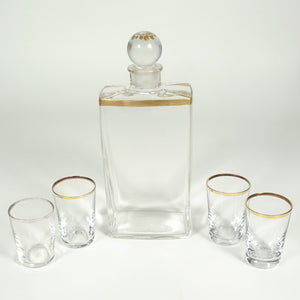 Antique French Trompe l’Oeil Books Liquor Caddy Tantalus Box, Decanter & Shot Glasses Secret Hidden Mini Bar