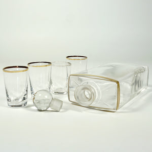 Antique French Trompe l’Oeil Books Liquor Caddy Tantalus Box, Decanter & Shot Glasses Secret Hidden Mini Bar