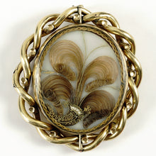 Load image into Gallery viewer, Antique Victorian 10K Gold Swivel Brooch, Miniature Portrait Painting of a Girl, Hair Art Memento Locket, Dated 1859
