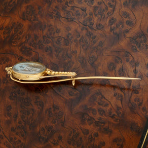 Antique Georgian 9k Gold Locket Brooch Mourning Hair Art Anchor Cross