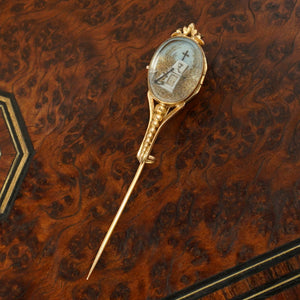 Antique Georgian 9k Gold Locket Brooch Mourning Hair Art Anchor Cross