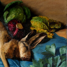 Load image into Gallery viewer, Antique Oil on Canvas German Still Life Painting Rabbit &amp; Vegetables, 1890
