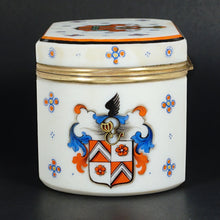 Load image into Gallery viewer, Antique Bohemian Opaline Glass Box Armorial Hand Painted Coat of Arms
