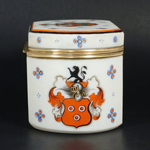 Load image into Gallery viewer, Antique Bohemian Opaline Glass Box Armorial Hand Painted Coat of Arms
