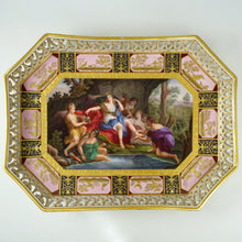 Load image into Gallery viewer, Antique Vienna Austria Porcelain Hand Painted Tray, Raised Gold Enamel Portrait of Goddess Diana
