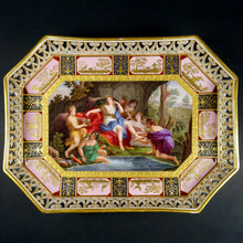 Load image into Gallery viewer, Antique Vienna Austria Porcelain Hand Painted Tray, Raised Gold Enamel Portrait of Goddess Diana
