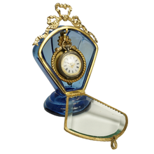 Load image into Gallery viewer, Antique Victorian Beveled Glass Box Pocket Watch Display Vitrine Stand
