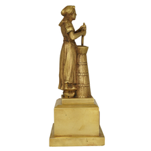 Load image into Gallery viewer, Antique Bronze Figural Wax Seal Desk Stamp, Dutch Milkmaid
