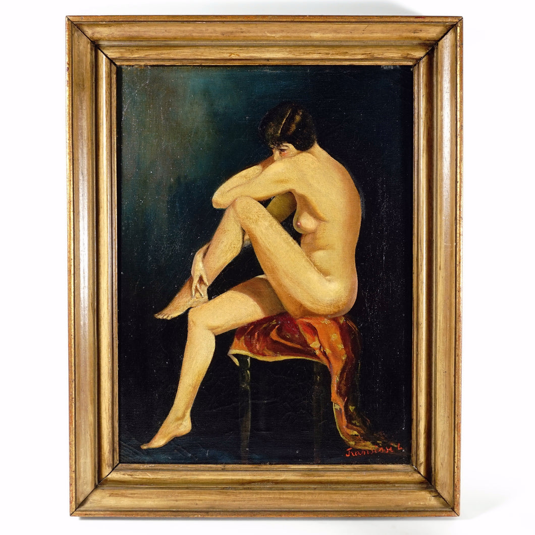 Portrait of Kiki de Montparnasse Art Deco French Female Nude Painting Dated 1927