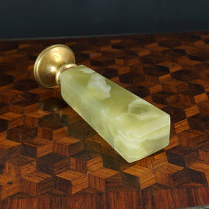 Art Deco Wax Seal Desk Stamp Green Onyx Handle