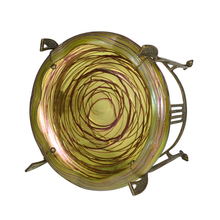 Load image into Gallery viewer, Antique Bohemian Iridescent Art Glass Bowl Art Nouveau Centerpiece
