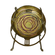 Load image into Gallery viewer, Antique Bohemian Iridescent Art Glass Bowl Art Nouveau Centerpiece
