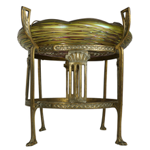 Load image into Gallery viewer, Antique Bohemian Iridescent Art Glass Bowl Art Nouveau Centerpiece
