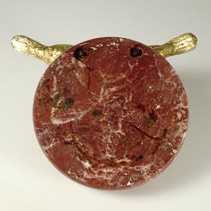 Art Deco Gilt Bronze Marble Birds Figural Trinket Dish Bowl