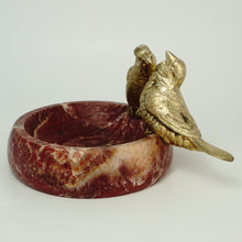 Load image into Gallery viewer, Art Deco Gilt Bronze Marble Birds Figural Trinket Dish Bowl
