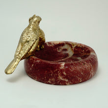 Load image into Gallery viewer, Art Deco Gilt Bronze Marble Birds Figural Trinket Dish Bowl
