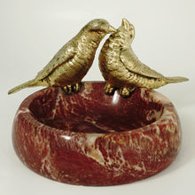 Load image into Gallery viewer, Art Deco Gilt Bronze Marble Birds Figural Trinket Dish Bowl
