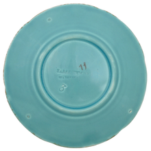 Load image into Gallery viewer, Antique French Majolica Sarreguemines Blue Plate with Strawberries
