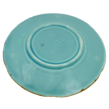 Load image into Gallery viewer, Antique French Sarreguemines Majolica Strawberry Blue Plate
